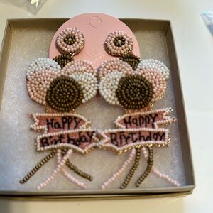 Prep obsessed pink beaded birthday earrings new